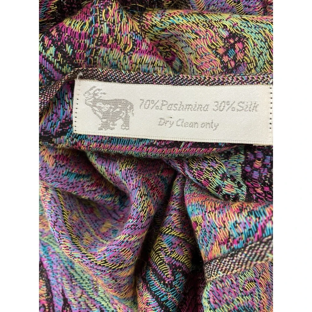 Women's Pashmina Silk Blend Colorful Paisley Infinity Scarf